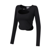 BORN TO WIN B-Buckle Cutout Long Sleeve Black