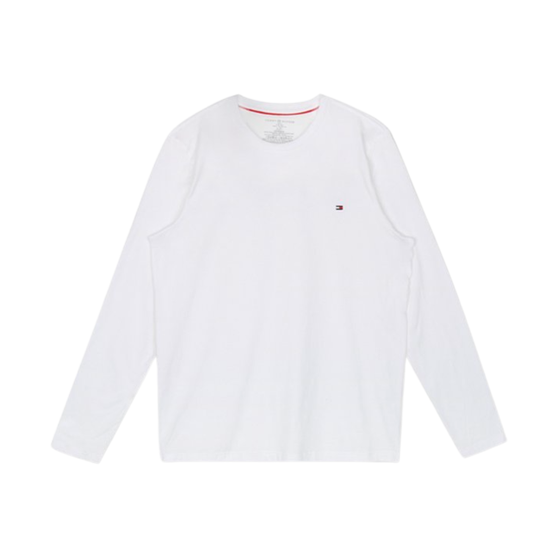Tommy Hilfiger Thick Long Sleeve Relaxed Fit Flag Crew Neck T-Shirt White