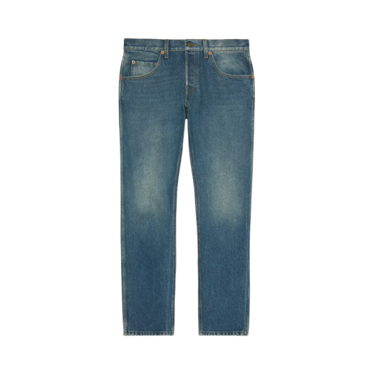 Gucci Tapered Washed Jeans Blue Denim