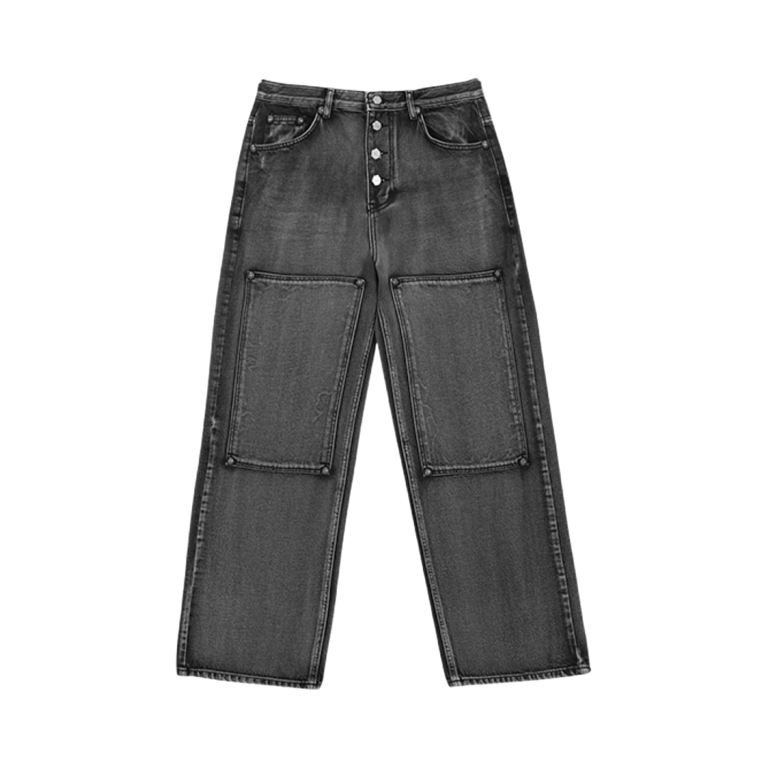 떠그 클럽 더블 니 레이저 데님 팬츠 블랙