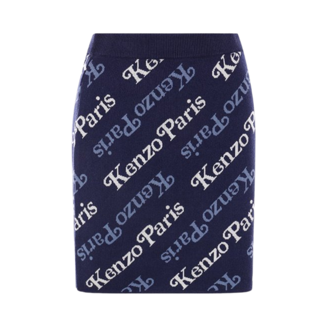 FE52JU4573CB-77 (W) Kenzo Logo Cotton Wool Skirt Midnight Blue