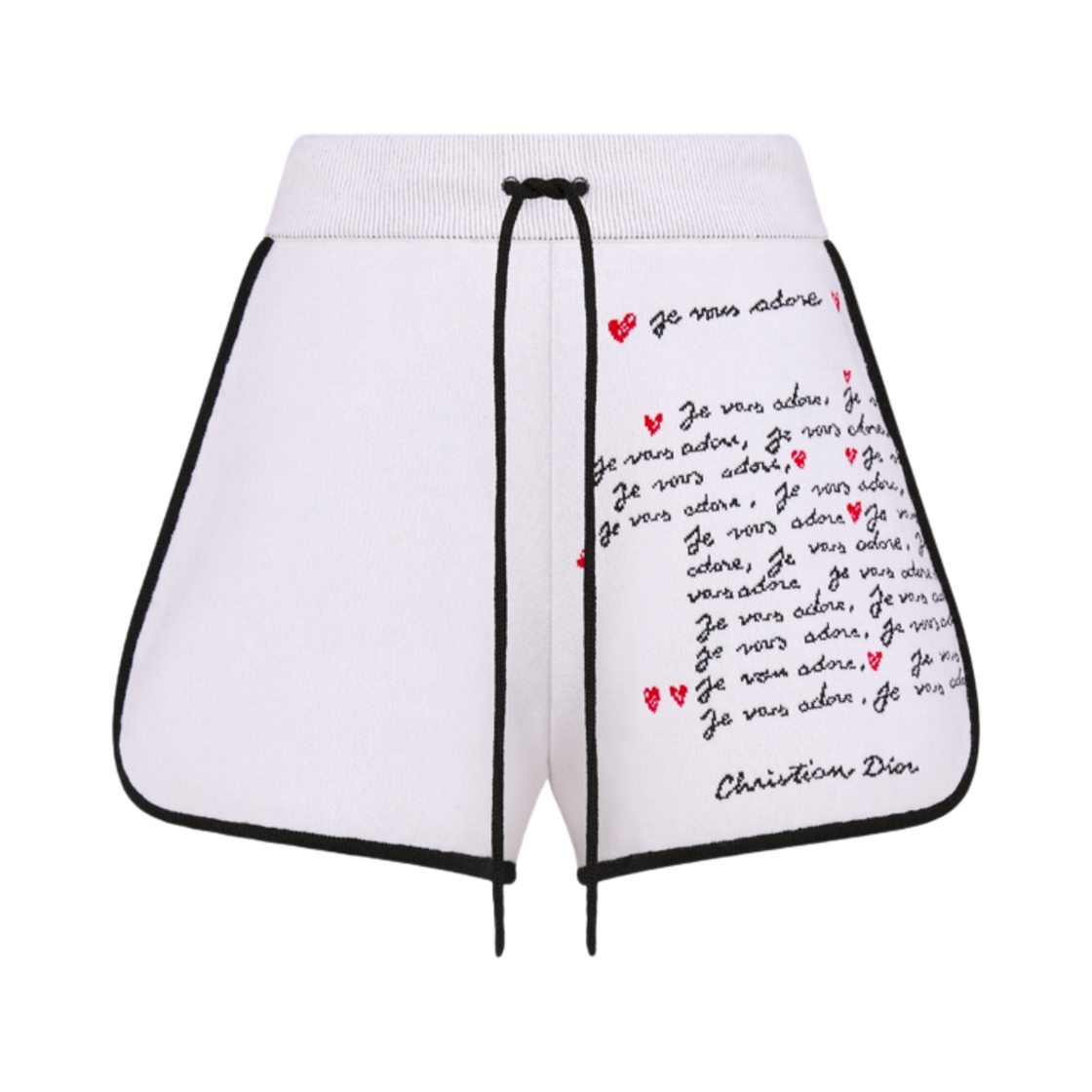 (W) 디올 테크니컬 니트 제 부 아도르 모티프 디올아무르 쇼츠 화이트((W) Dior Technical Knit with Je Vous Adore Motif Dioramour Shorts White) - 1