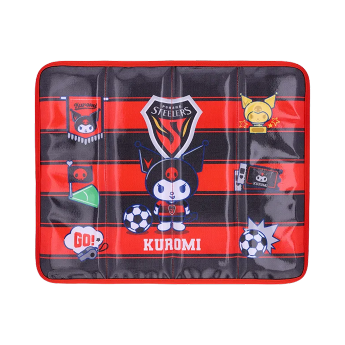 K 리그 x 산리오 캐릭터즈 2025 4단 접이식 방석 쿠로미 포항 스틸러스 레드(K League x Sanrio Characters 2025 4 Stage Folding Cushion Kuromi Pohang Steelers Red)