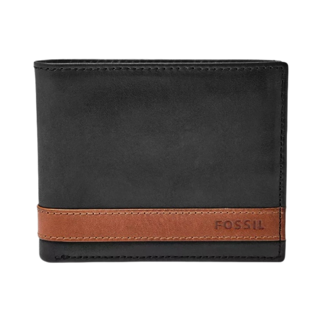 ML3644001 Fossil Quinn Leather Flip ID Bifold Wallet Black