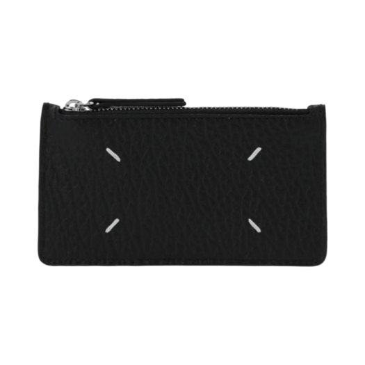 S56UI0143P4455T8013 Maison Margiela Stitch Leather Zipped Card Holder Black