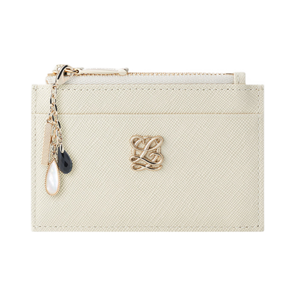 LLSP3FM09FI1IV0171 Louis Quatorze Mini Zip Card Case with Charm Ivory