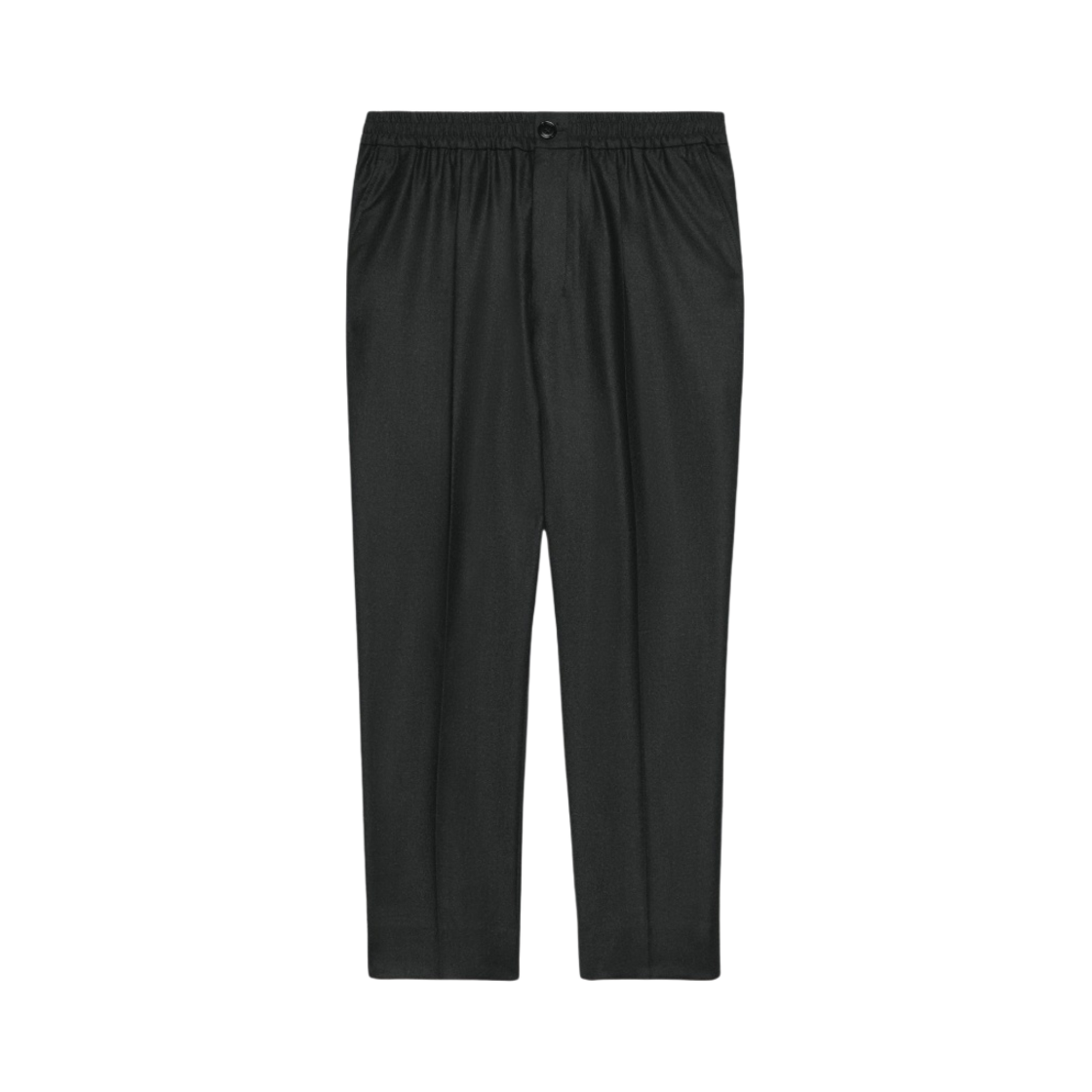 HTR206-WV0023-055 AMI Elasticated Waist Cropped Fit Trousers Heather Grey