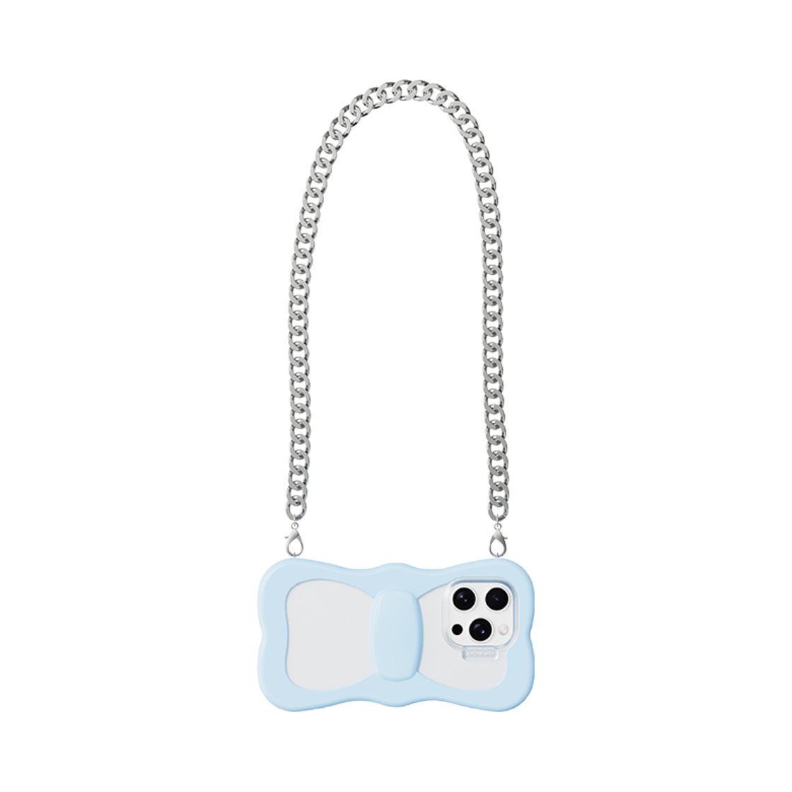 그래그 레이어드 리본 케이스 - 스카이 블루 (레이어드 리본 미니 그립 체인 - 실버)