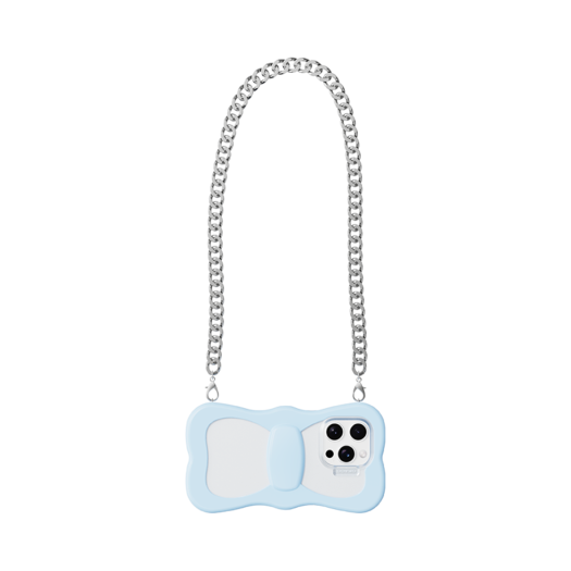GRG2506132 Gragg Layered Ribbon Case - Sky Blue (Layered Ribbon Mini Grip Chain - Silver)