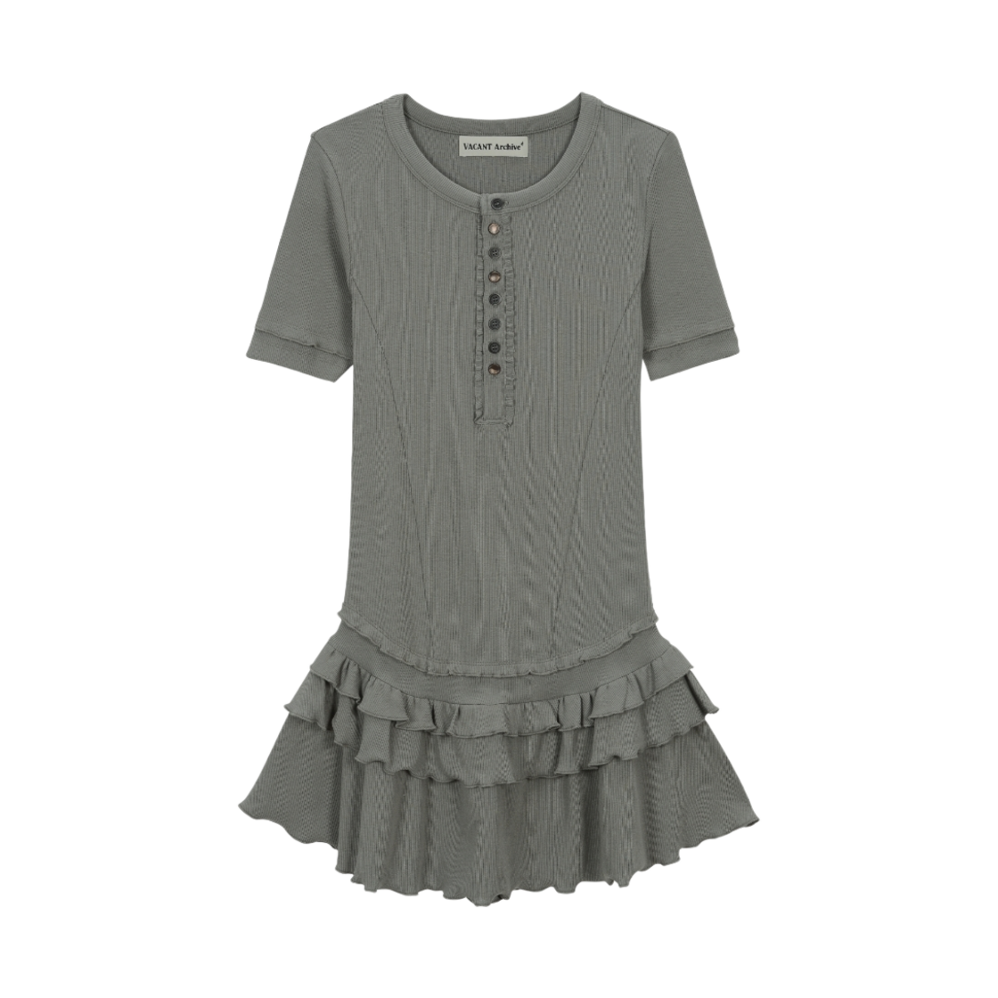 베이컨트 아카이브 포니아 프릴 레이어드 원피스 라이트 카키