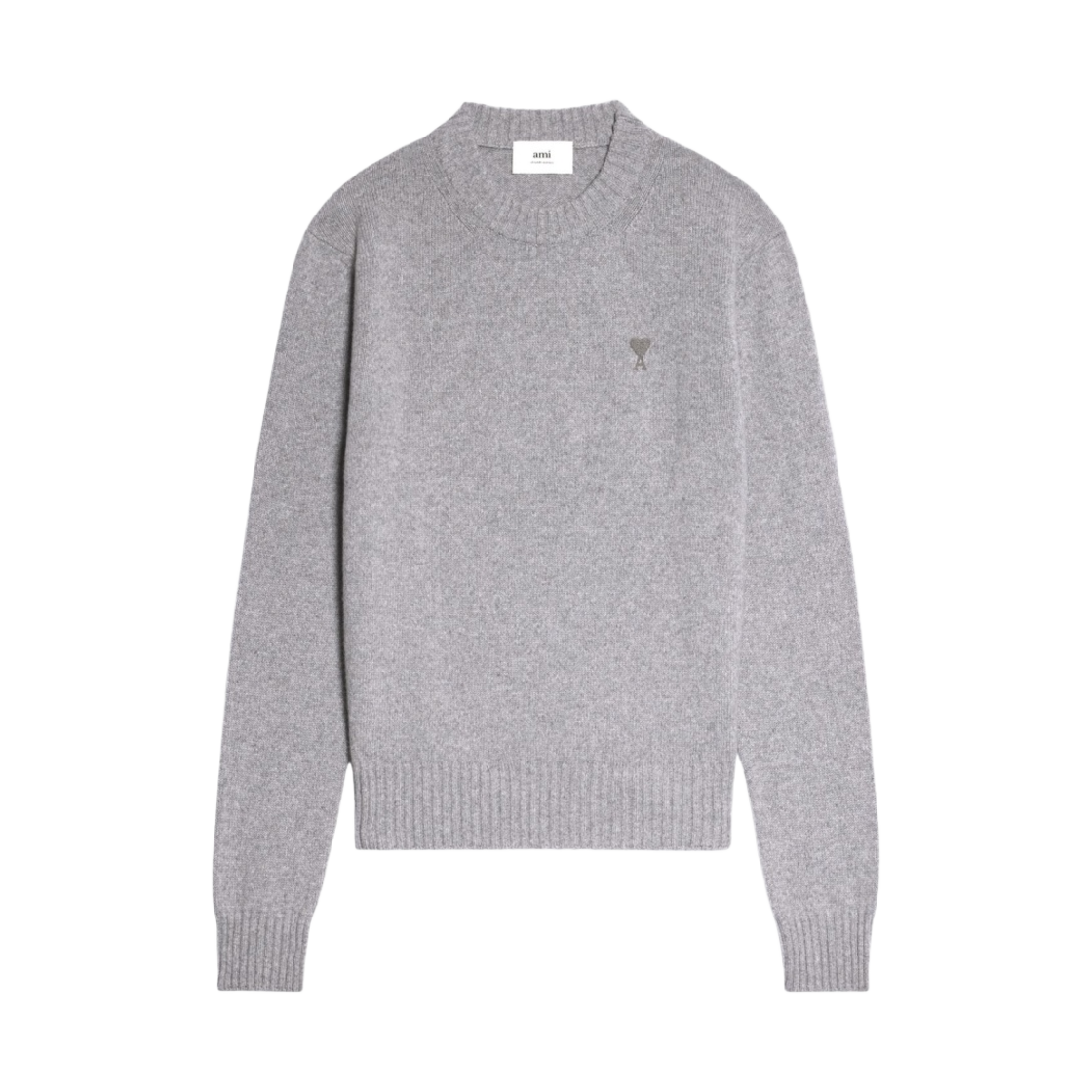 아미 톤온톤 하트 로고 캐시미어 크루넥 스웨터 헤더 그레이(AMI de Coeur Tone-On-Tone Cashmere Crewneck Sweater Heather Grey) - 1