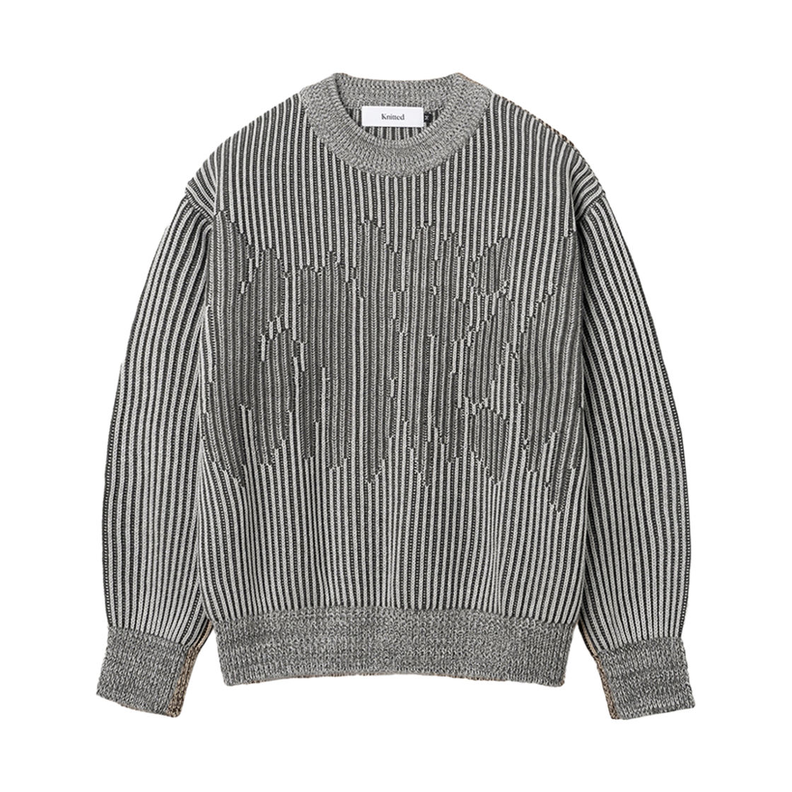 니티드 투톤 골지 로고 니트 차콜(Knitted Two-tone Ribbed Logo Knit Charcoal)