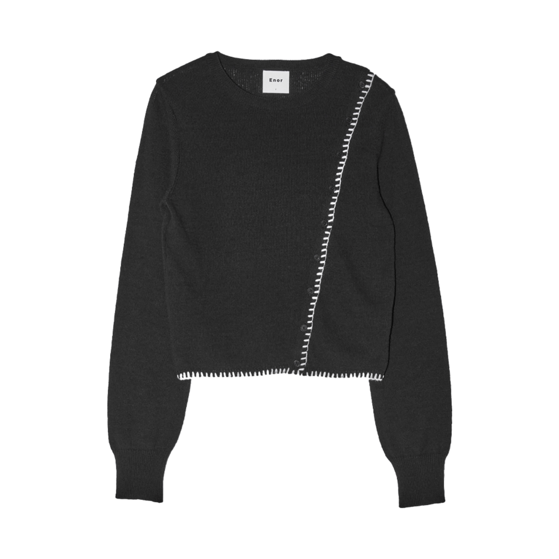 BESSKN005BK Enor Women Diagonal Button Knit  Black