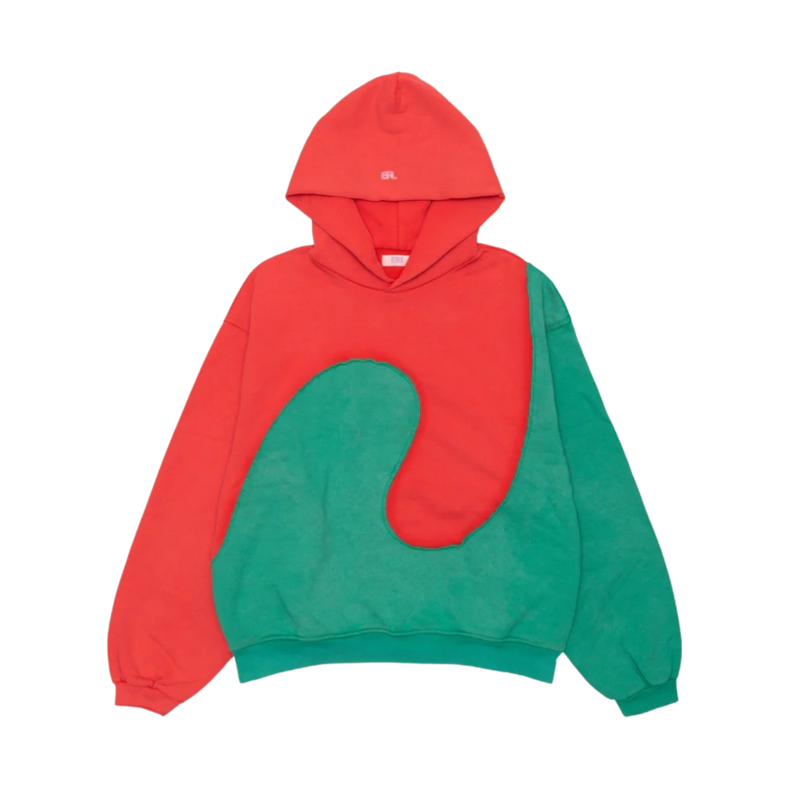 ERL 스월 플리스 후드 레드 그린