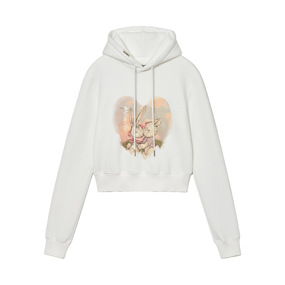 (W) 글로니 버니 인 러브 크롭 후디 화이트