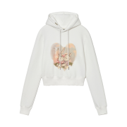 (W) Glowny Bunny In Love Crop Hoodie White