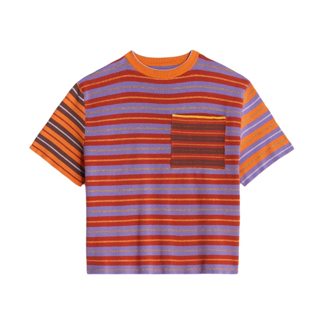 자크뮈스 라 메이야 사오 콘트라스트 스트라이프 니트 티셔츠 멀티 오렌지(Jacquemus La Mailla Sao Contrast Striped Knit T-Shirt Multi Orange) - 1