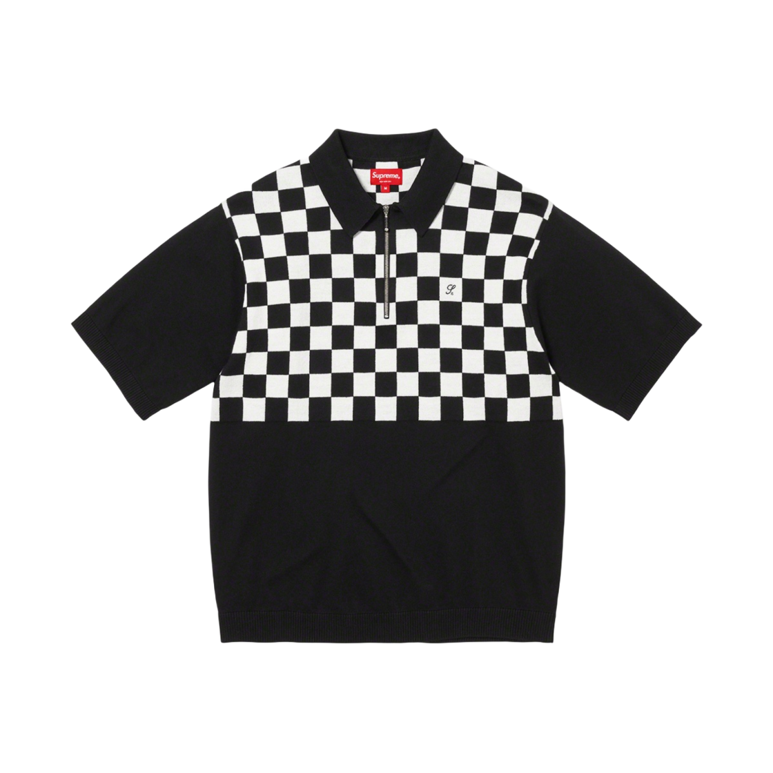 슈프림 체커보드 집 폴로 블랙 - 22SS(Supreme Checkerboard Zip Polo Black - 22SS)