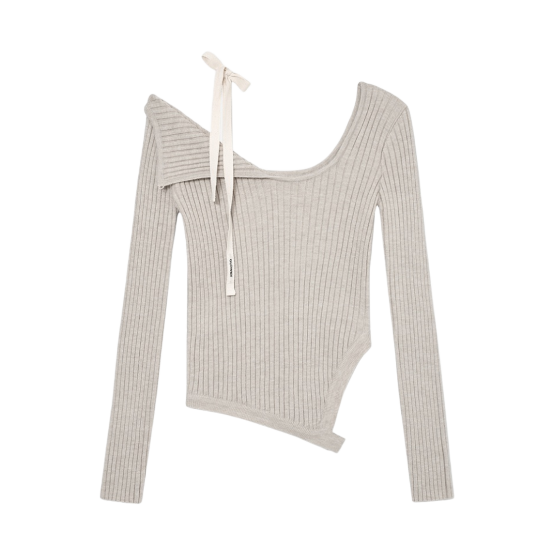 (W) 글로니 아이사 애시메트리컬 니트 탑 오트밀((W) Glowny Isa Asymmetrical Knit Top Oatmeal)