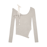 (W) Glowny Isa Asymmetrical Knit Top Oatmeal