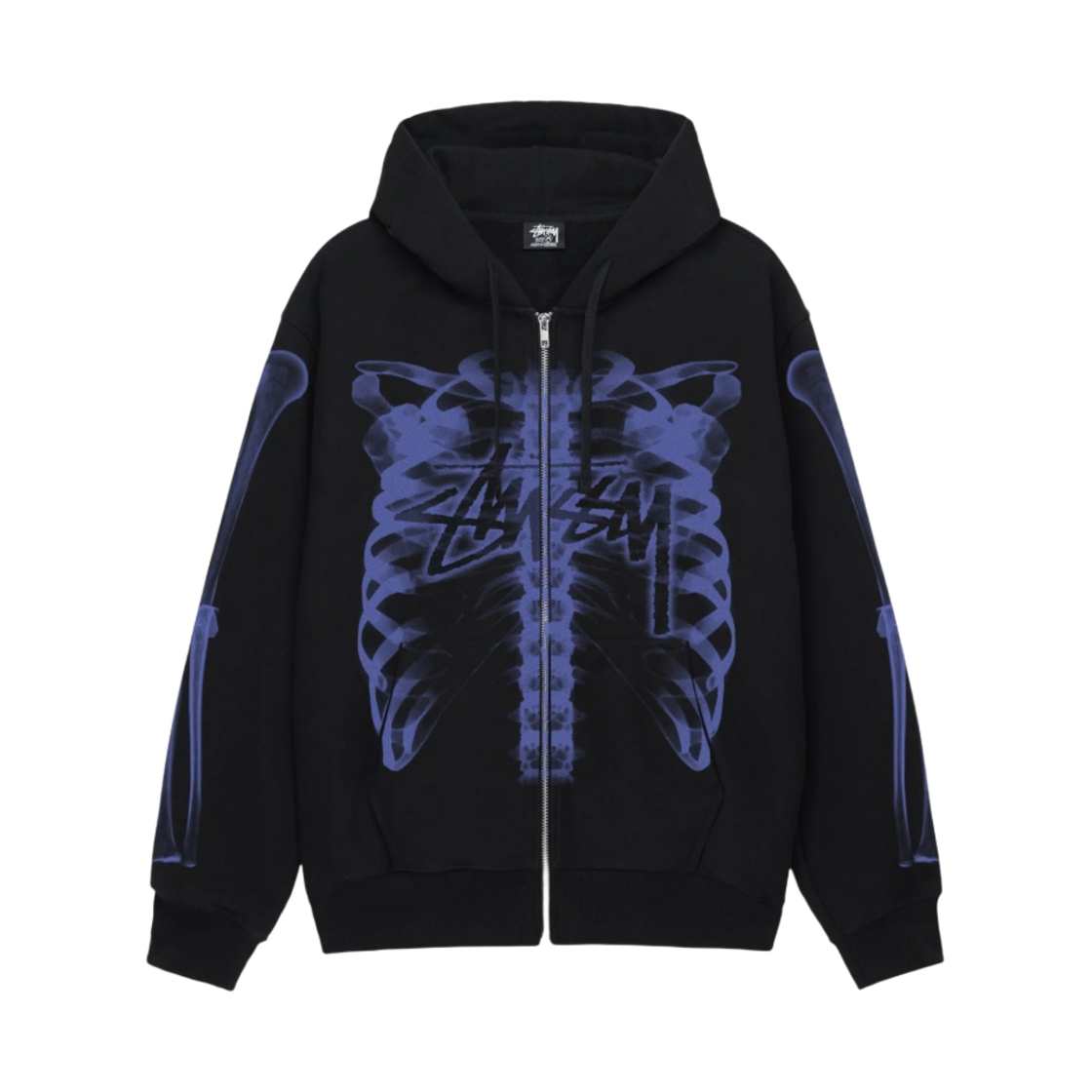 스투시 립 케이지 후드 집업 블랙 퍼플(Stussy Rib Cage Zip Hoodie Black Purple)
