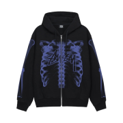 Stussy Rib Cage Zip Hoodie Black Purple