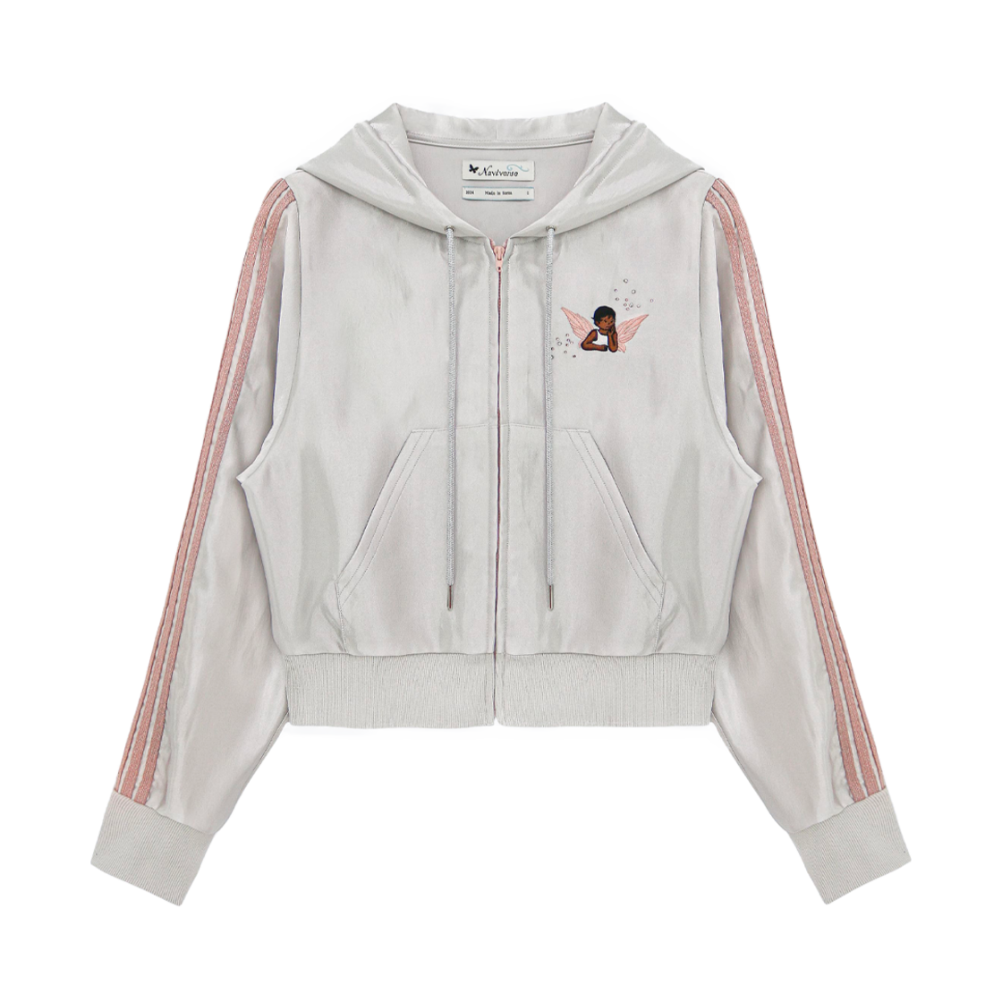 나비버스 제이 사틴 후드집업 그레이(NAVIVERSE Jay Satin Hood Zip Up Grey)