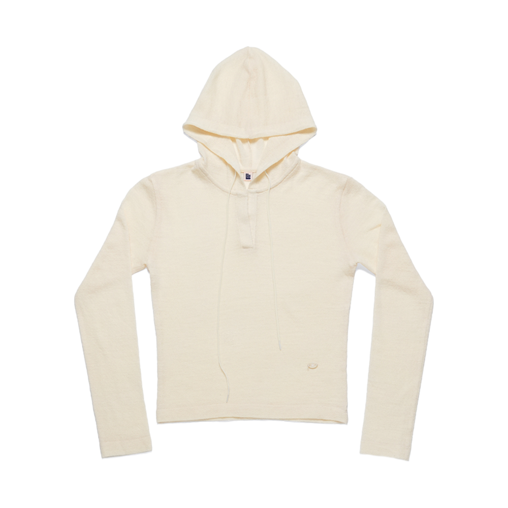 LLL90C-HD-VLIV001F LLL Design Studio Wool Moss Crape Jersey Hoodie Vanilla Ivory