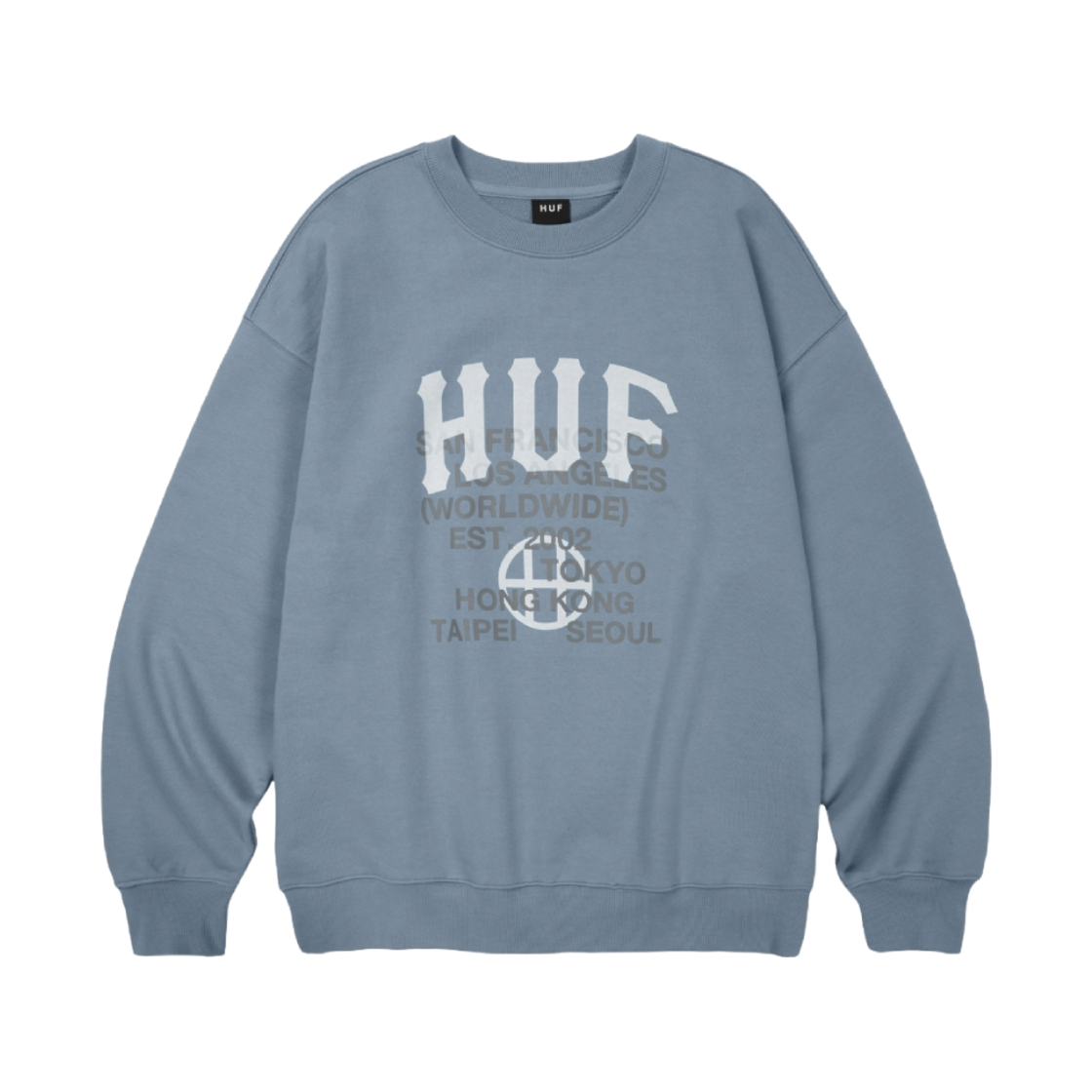 HF241UTM01-FOG BLUE HUF Arch Logo Layer Crewneck Fog Blue
