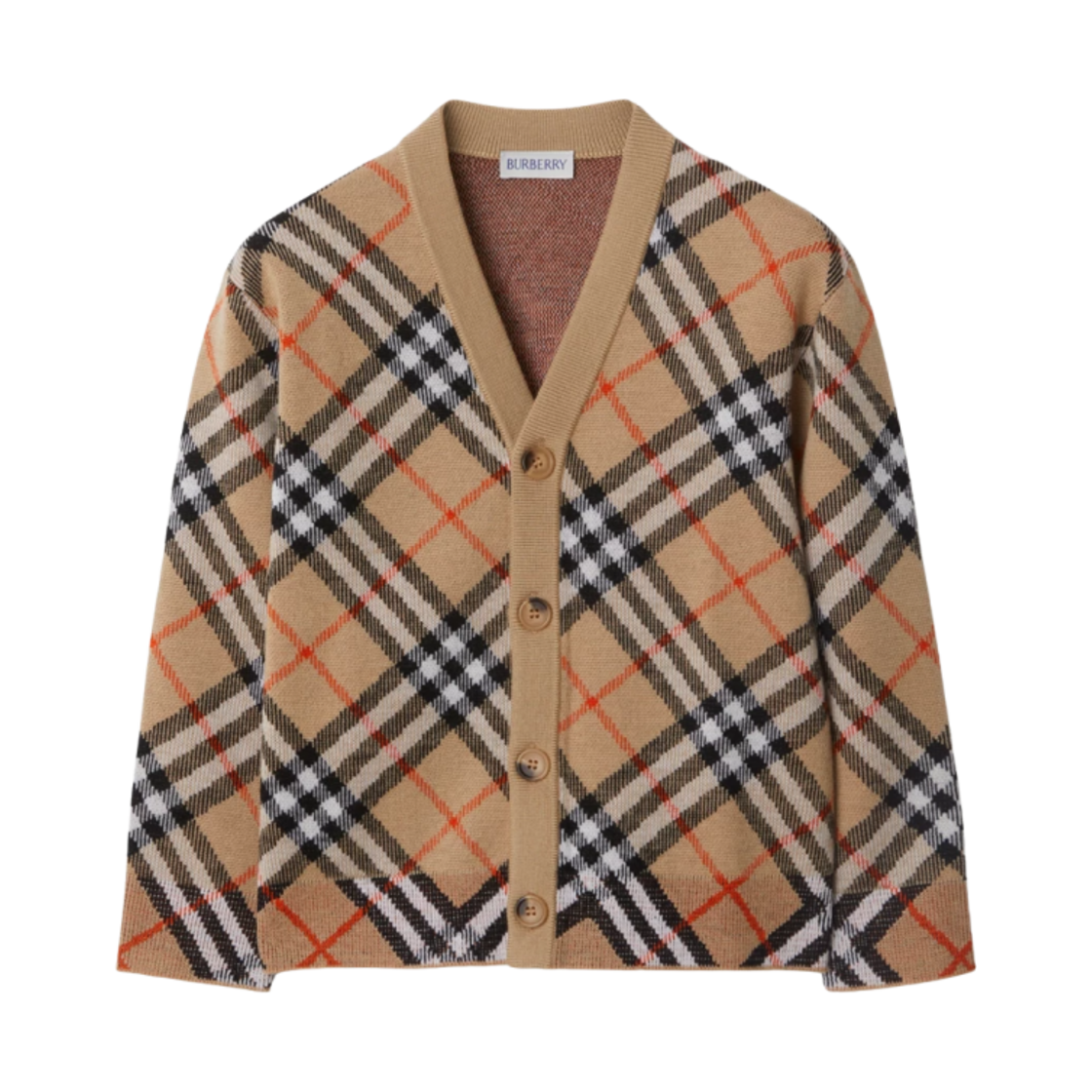 (키즈) 버버리 체크 울 가디건 샌드((Kids) Burberry Check Wool Cardigan Sand)