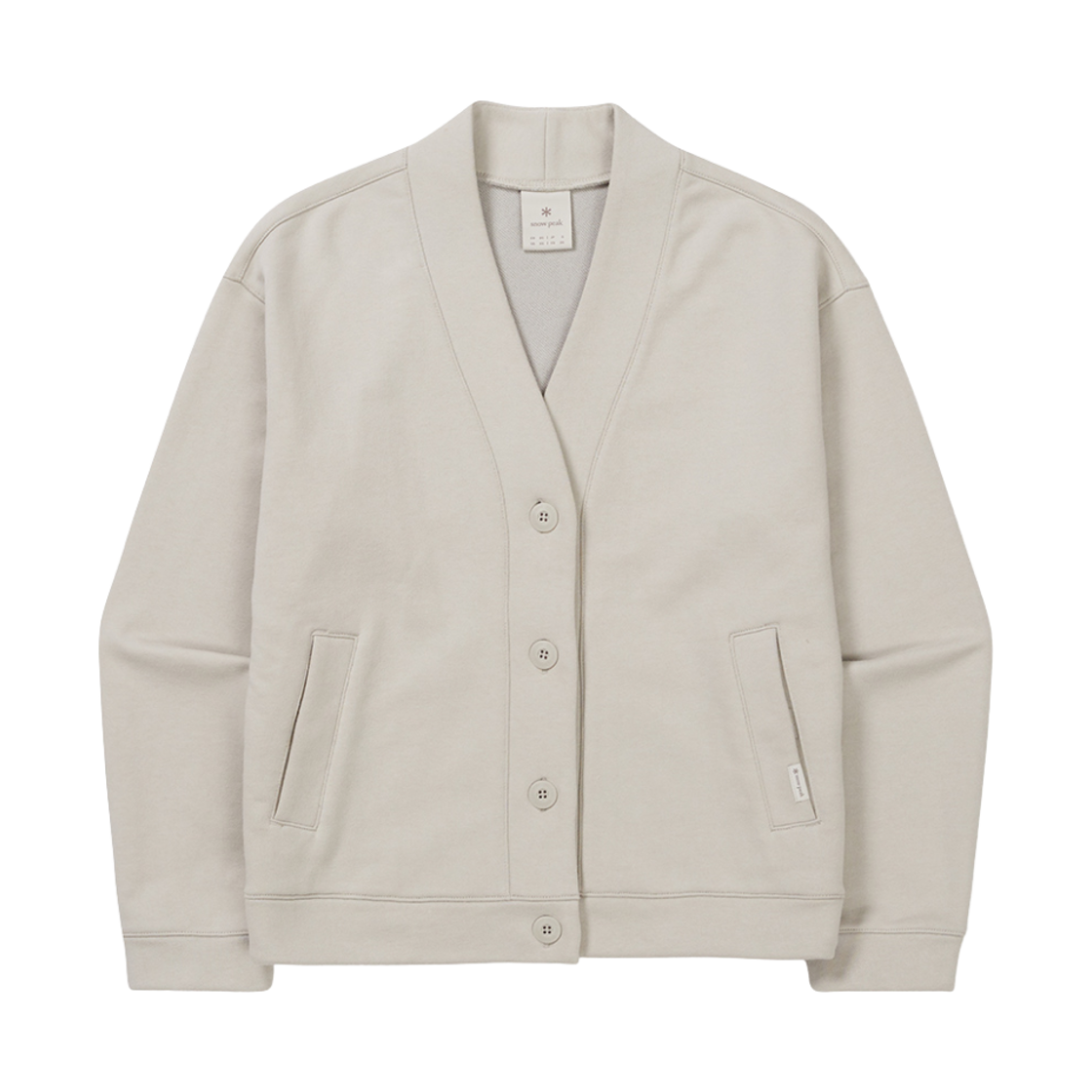 (W) 스노우 피크 브이넥 가디건 라이트 베이지((W) Snow Peak V-Neck Cardigan Light Beige)