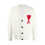 AMI de Coeur Oversize Intarsia Cardigan White - 21FW