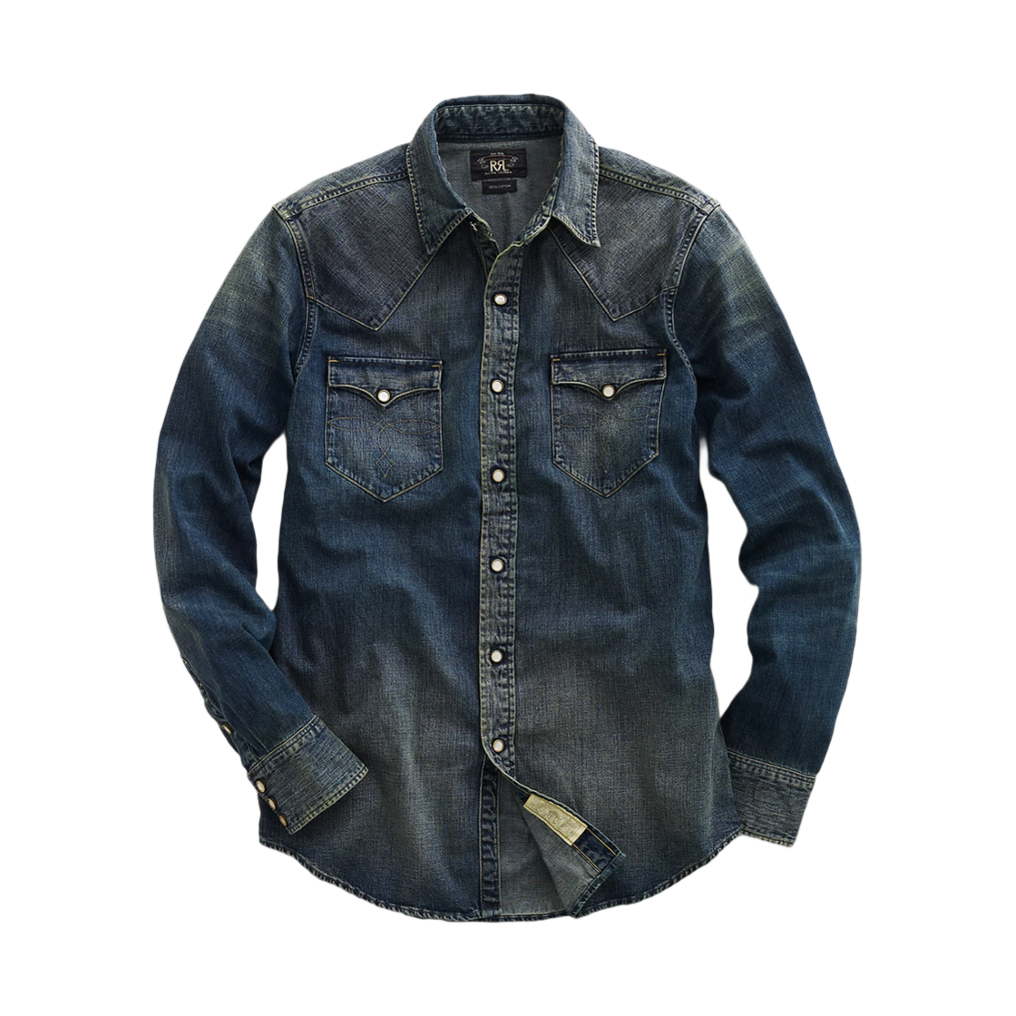 더블알엘 슬림 핏 데님 웨스턴 셔츠(Double RL Slim Fit Denim Western Shirt)