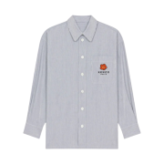 Kenzo Boke Flower Crest On Pocket Oversized Shirt Midnight Blue