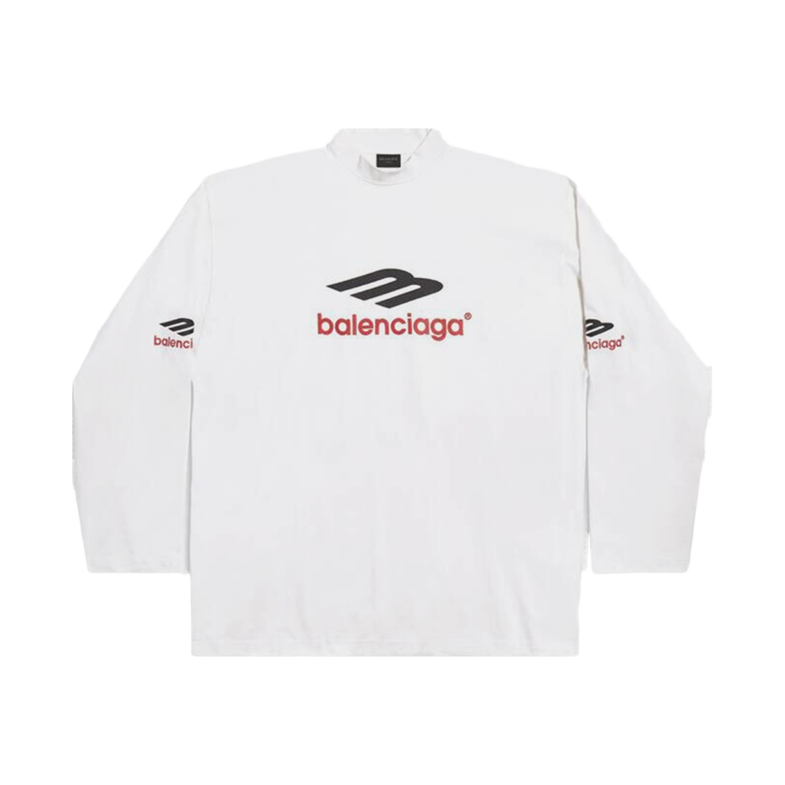 발렌시아가 3B 스포츠 아이콘 롱슬리브 티셔츠 오버사이즈 화이트 블랙