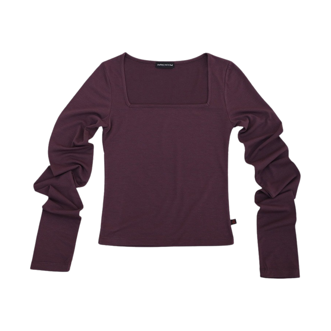 달링유어배드 우먼 슬림 스퀘어 넥 티셔츠 퍼플 브라운(Darling You're Bad Women Slim Square Neck T-Shirts Purple Brown)