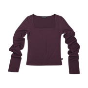Darling You're Bad Women Slim Square Neck T-Shirts Purple Brown