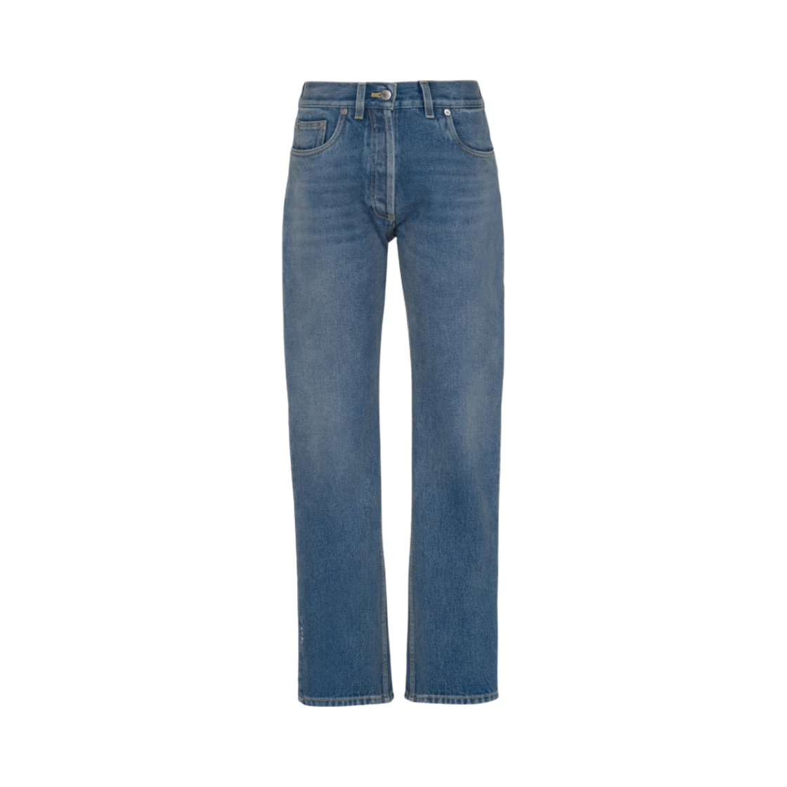 (W) 프라다 오가닉 데님 파아브 포켓 트라우저 네이비((W) Prada Organic Denim Five-Pocket Trousers Navy) - 1