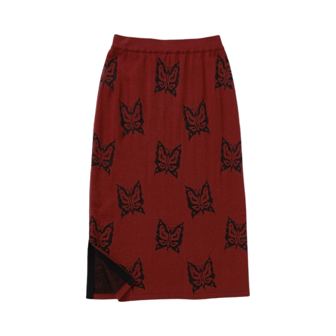 GY21MS01RB00 Gyeong Metallic Logo Knit Skirt Red Brown