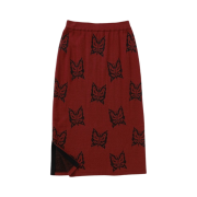 Gyeong Metallic Logo Knit Skirt Red Brown