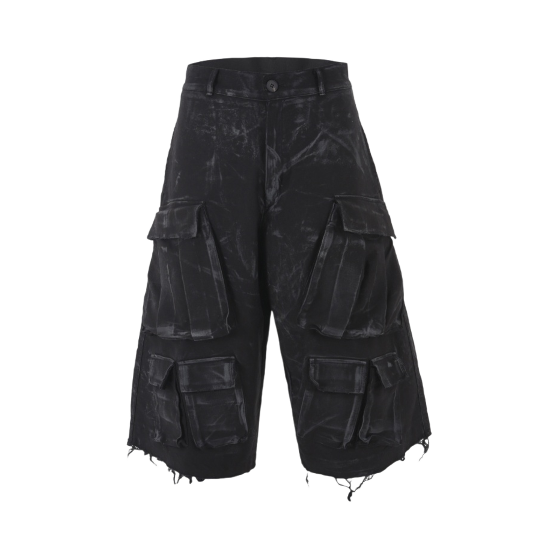 - Nos Couleurs Distressed Cargo Shorts Black