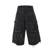 Nos Couleurs Distressed Cargo Shorts Black