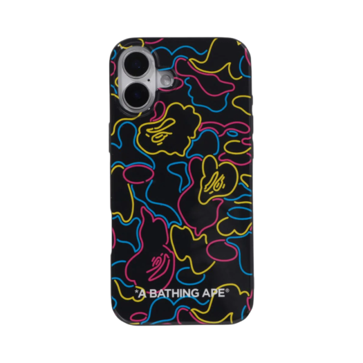 - BAPE Neon Camo iPhone 16 Plus Case Black
