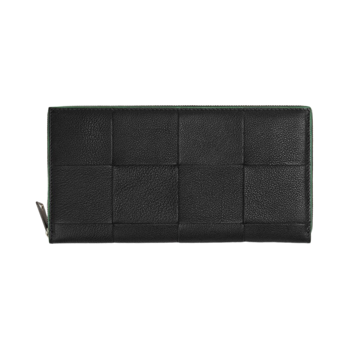 보테가 베네타 카세트 지퍼 어라운드 지갑 블랙 패러킷(Bottega Veneta Cassette Zip Around Wallet Black Parakeet) - 1