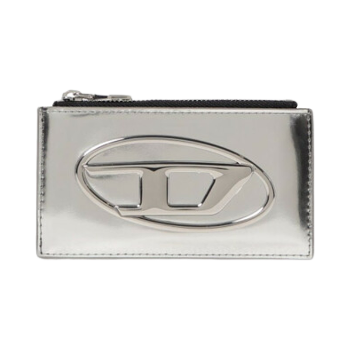 디젤 1DR 로고 메탈릭 지퍼 카드 홀더 실버(Diesel 1DR Logo Metallic Zipped Card Holder Silver)