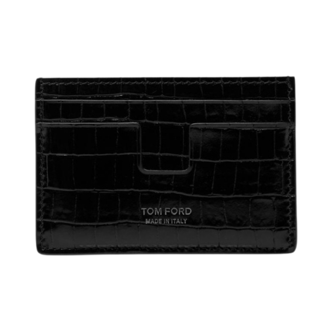 톰포드 글로시 프린티드 크록 클래식 카드 홀더 블랙(Tom Ford Glossy Printed Croc Classic Card Holder Black) - 1
