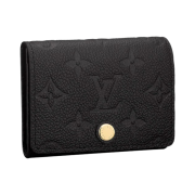 Louis Vuitton Business Card Holder Monogram Embossed Leather Black