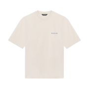 Balenciaga Logo Medium Fit T-Shirt Beige Blue