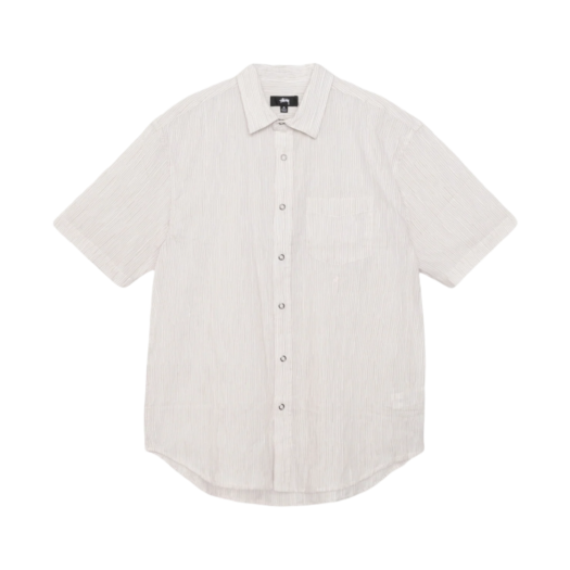 Stussy Wavy Striped Short Sleeve Shirt Natural