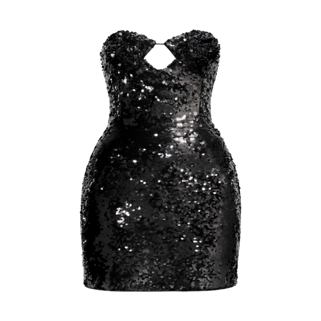 (W) 에이치앤엠 x 막다 부트림 시퀸 로즈 아플리케 아워글래스 드레스 블랙((W) H&M x Magda Butrym Sequin Rose Applique Hourglass Dress Black)